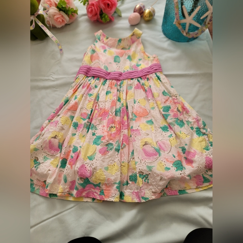 Floral Sleeveless Dress with Pink Accents
